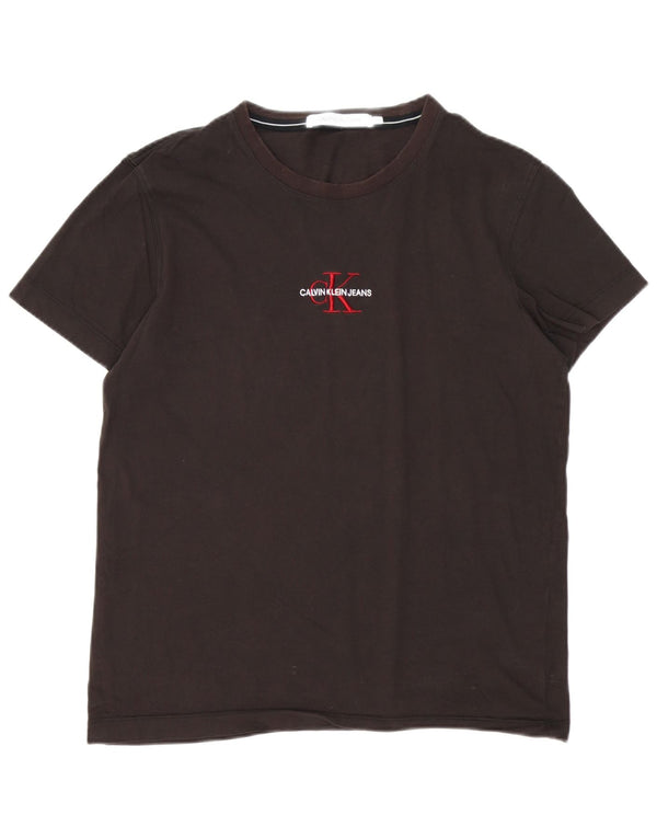 Calvin Klein Jeans Camiseta masculina gráfica Top XL Preto
