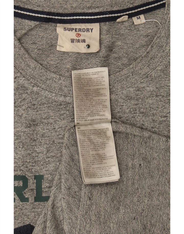 Camiseta gráfica masculina Superdry Top algodão manchado cinza médio