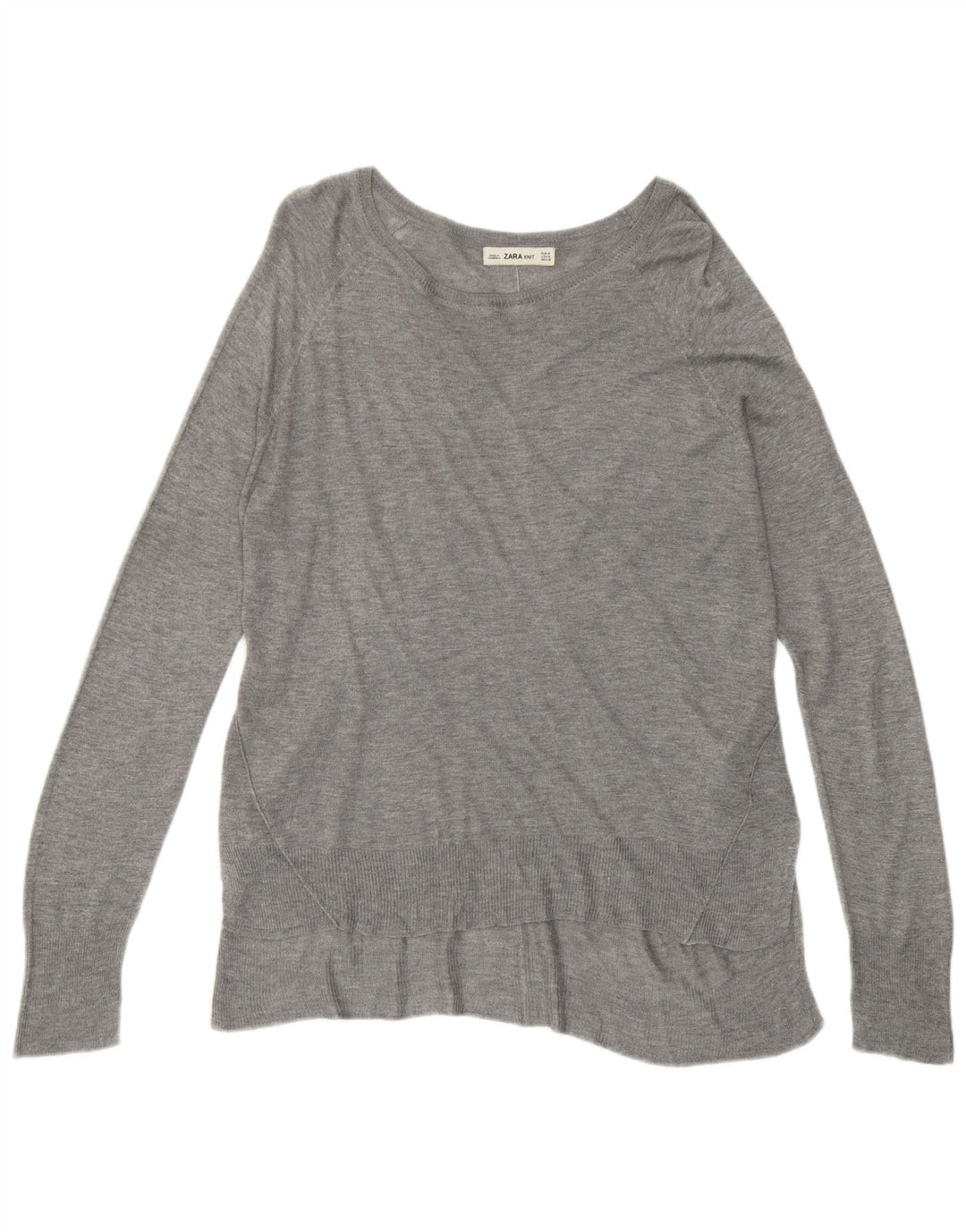 Suéter feminino Zara com gola canoa UK 14 Viscose cinza médio