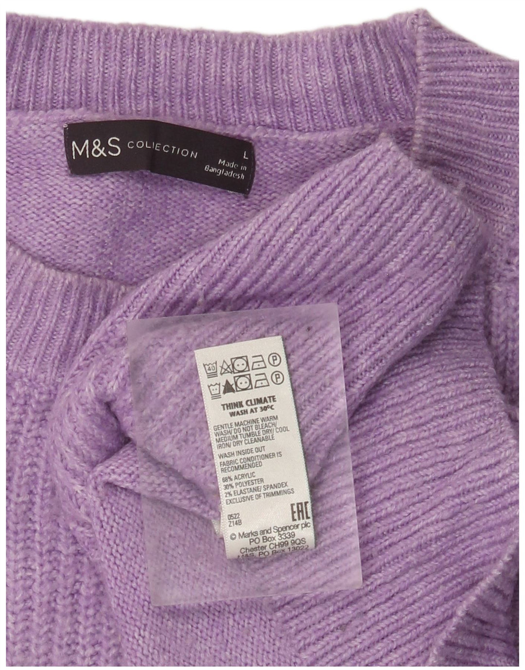 Suéter feminino MARKS & SPENCER com gola redonda Reino Unido 16 grande roxo