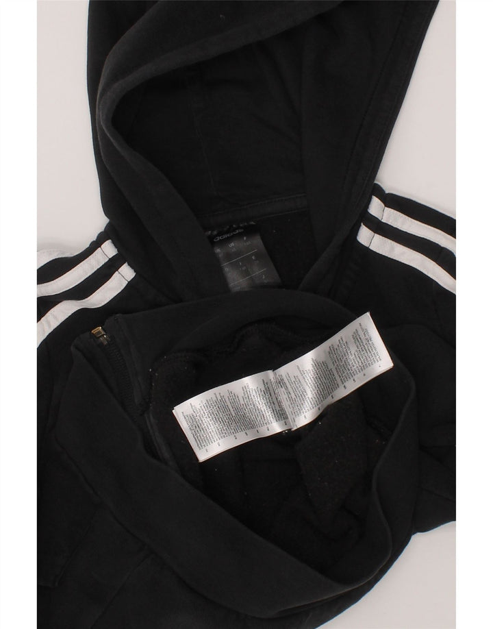ADIDAS Girls Zip Hoodie Sweater 7-8 Years Black Cotton Vintage Adidas and Second-Hand Adidas from Messina Hembry 