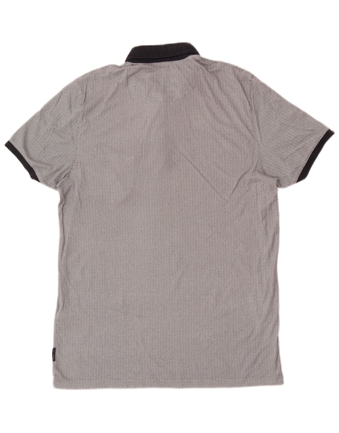 Camisa polo masculina Ted Baker de ajuste regular tamanho 3 algodão geométrico cinza médio