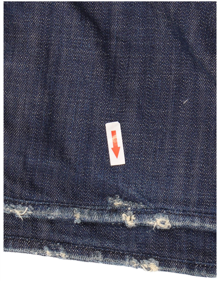 Energie Calça jeans reta masculina desgastada W34 L29 algodão azul