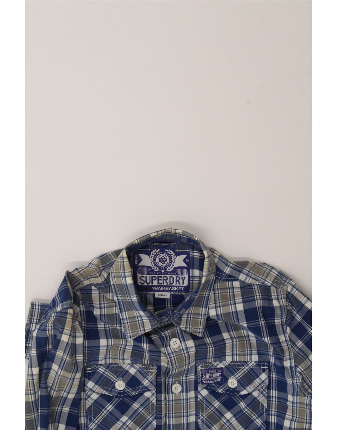 SUPERDRY Mens Shirt Small Blue Check Cotton Vintage Superdry and Second-Hand Superdry from Messina Hembry 