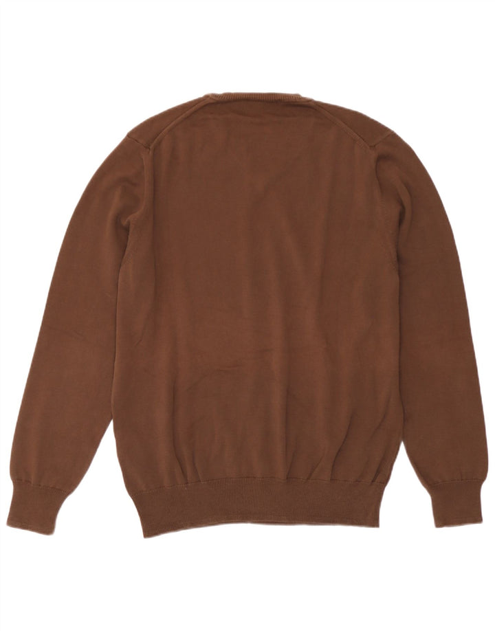 Zara Suéter masculino com gola V e algodão marrom médio