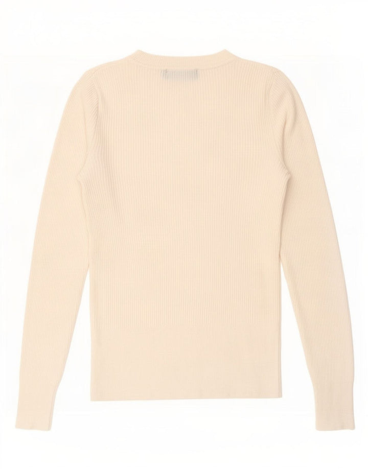 Top feminino Marks & Spencer manga comprida UK 8 pequeno off white viscose
