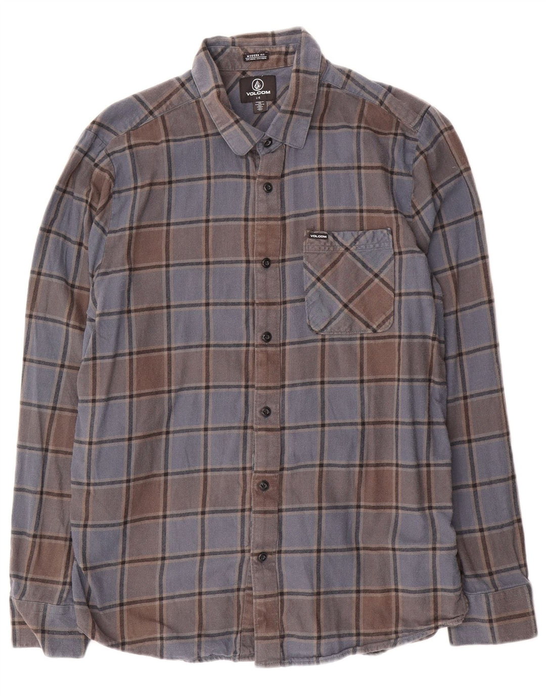 Camisa masculina de flanela de ajuste moderno Volcom grande algodão xadrez azul