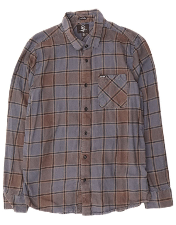 Camisa masculina de flanela de ajuste moderno Volcom grande algodão xadrez azul