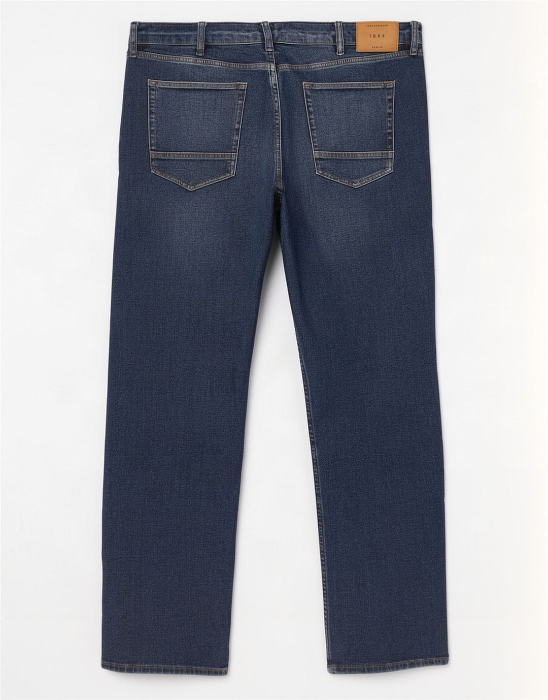 Calça jeans reta regular masculina Marks & Spencer W42 L31 algodão azul marinho
