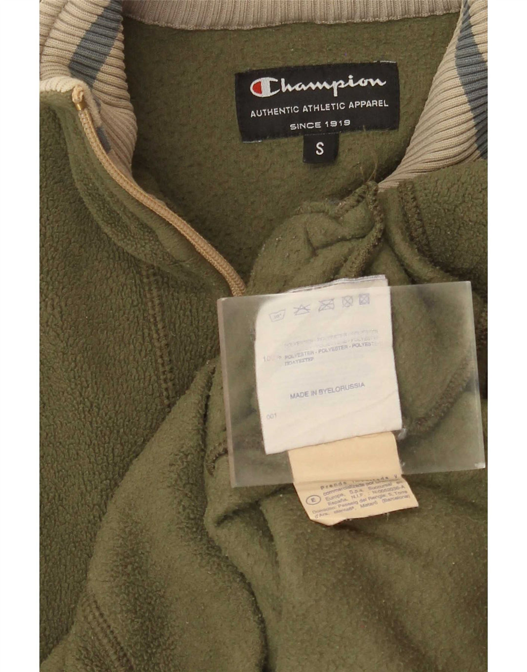 Jaqueta masculina de lã Champion UK 36 poliéster colorblock verde pequeno