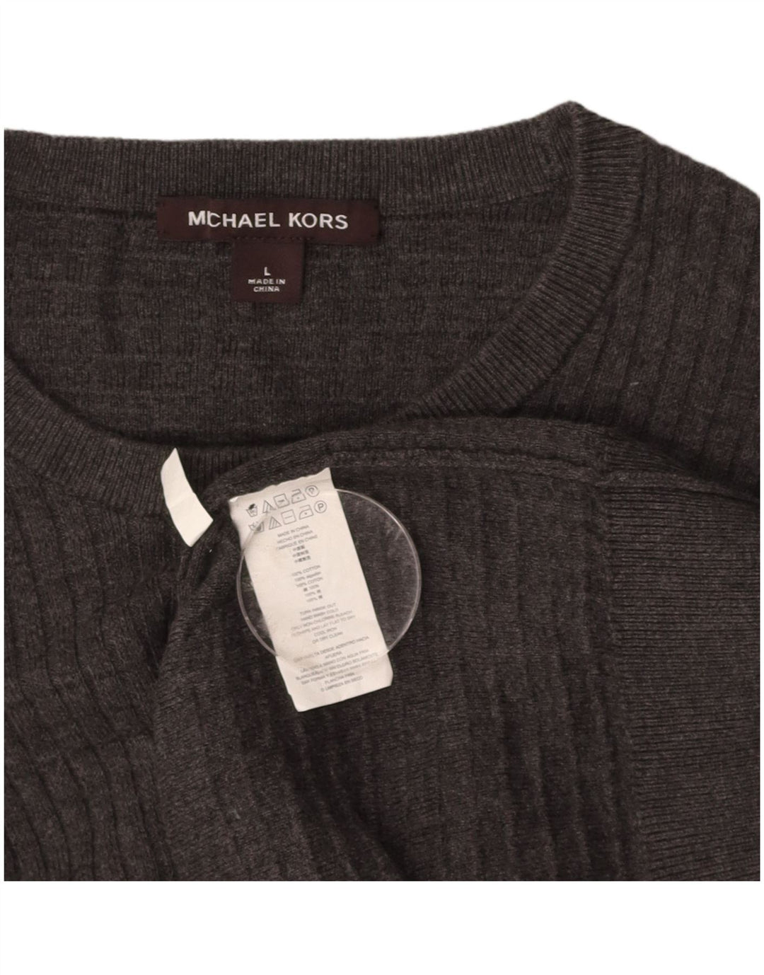 Suéter masculino MICHAEL KORS com gola redonda, grande algodão cinza