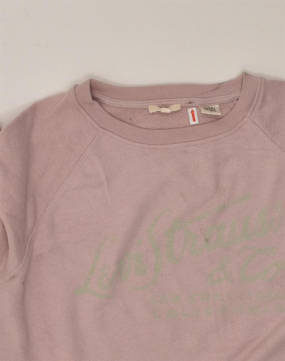 LEVI'S Womens Graphic Sweatshirt Jumper UK 14 Medium Pink Cotton | Vintage Levi's | Thrift | Second-Hand Levi's | Used Clothing | Messina Hembry 