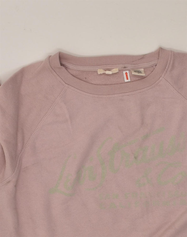 LEVI'S Womens Graphic Sweatshirt Jumper UK 14 Medium Pink Cotton | Vintage Levi's | Thrift | Second-Hand Levi's | Used Clothing | Messina Hembry 
