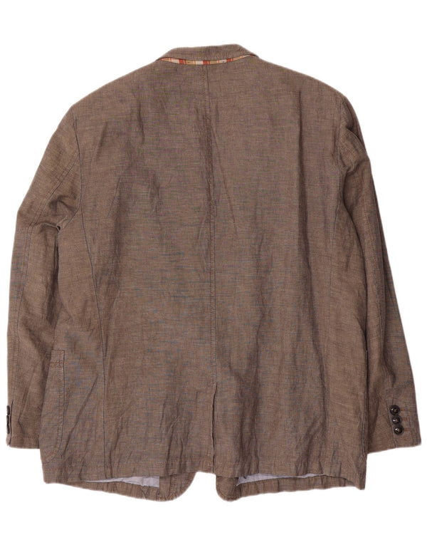 Jaqueta blazer masculina Camel Active com 2 botões Reino Unido 44 2XL linho marrom