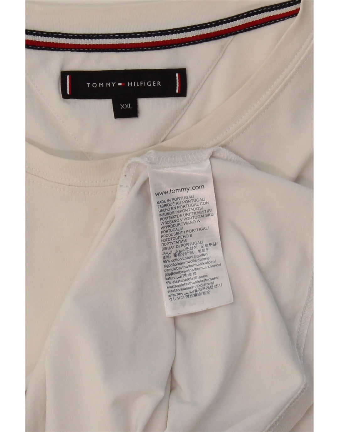 TOMMY HILFIGER Mens T-Shirt Top 2XL Off White Cotton Vintage Tommy Hilfiger and Second-Hand Tommy Hilfiger from Messina Hembry 