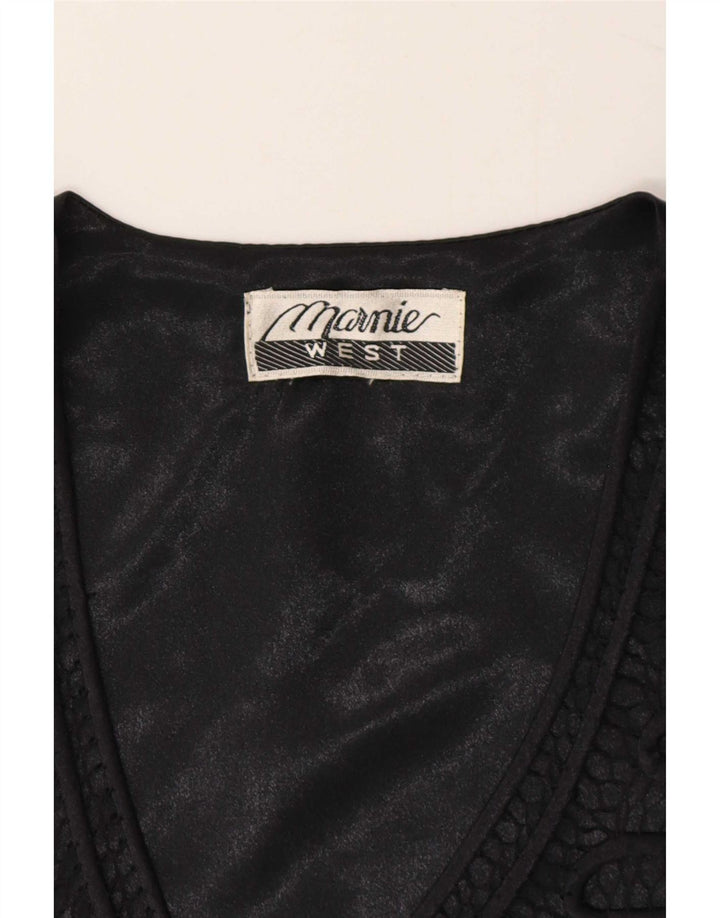 Colete feminino vintage com padrão abstrato Reino Unido 12 preto médio