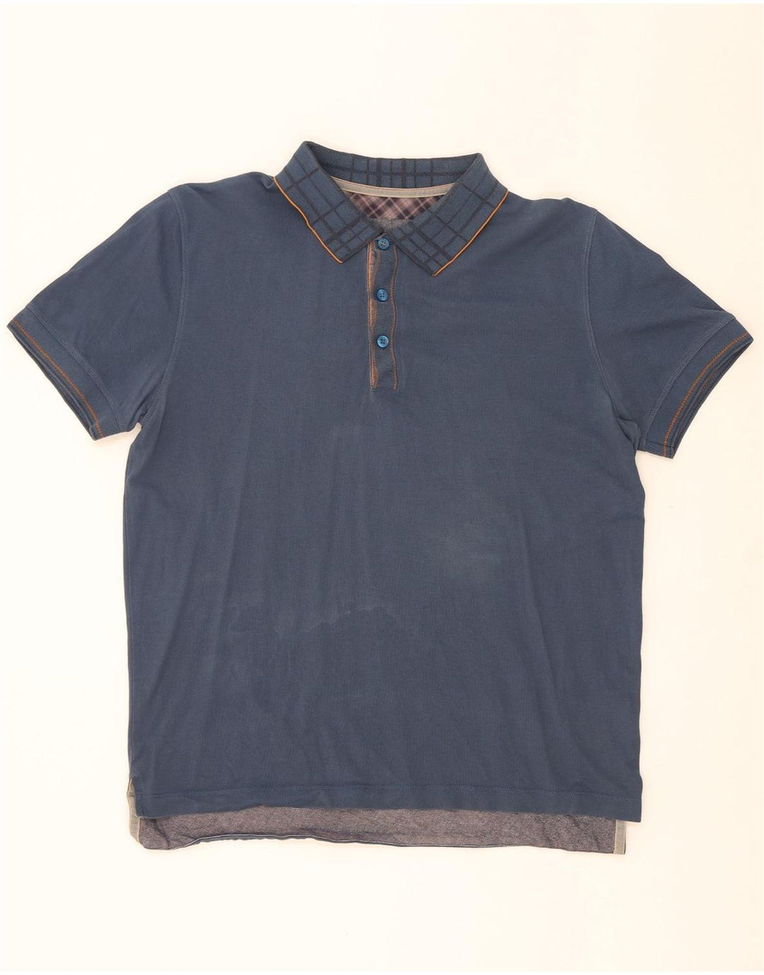 Camisa polo masculina de ajuste regular Hugo Boss, algodão xadrez médio azul marinho