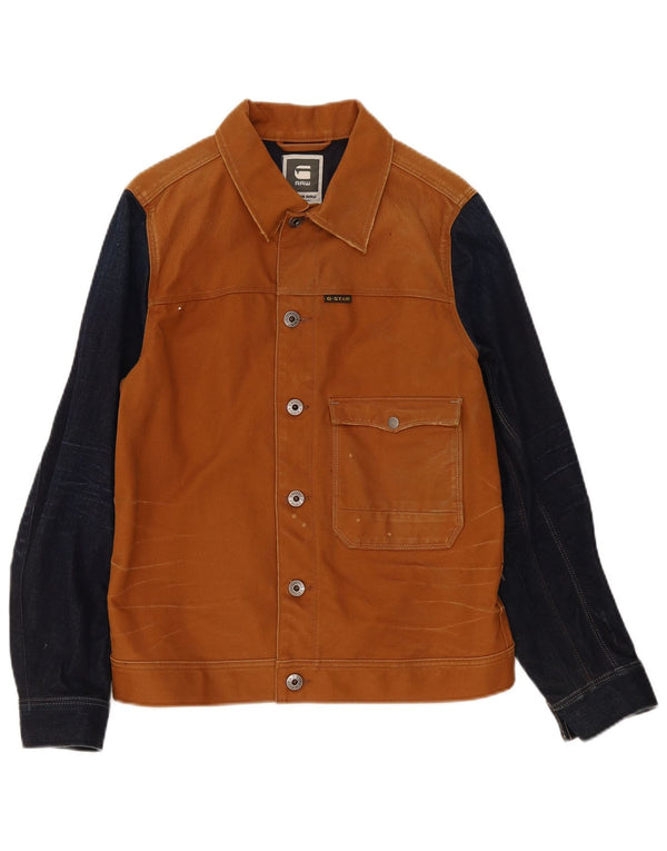 G-Star Mens Bomber Jacket UK 40 Large Brown Colourblock Cotton