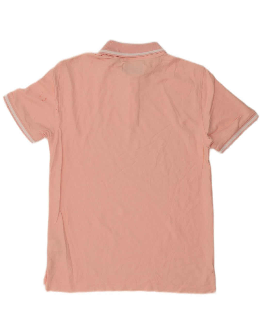Camisa polo masculina Penguin pequena listrada rosa de algodão