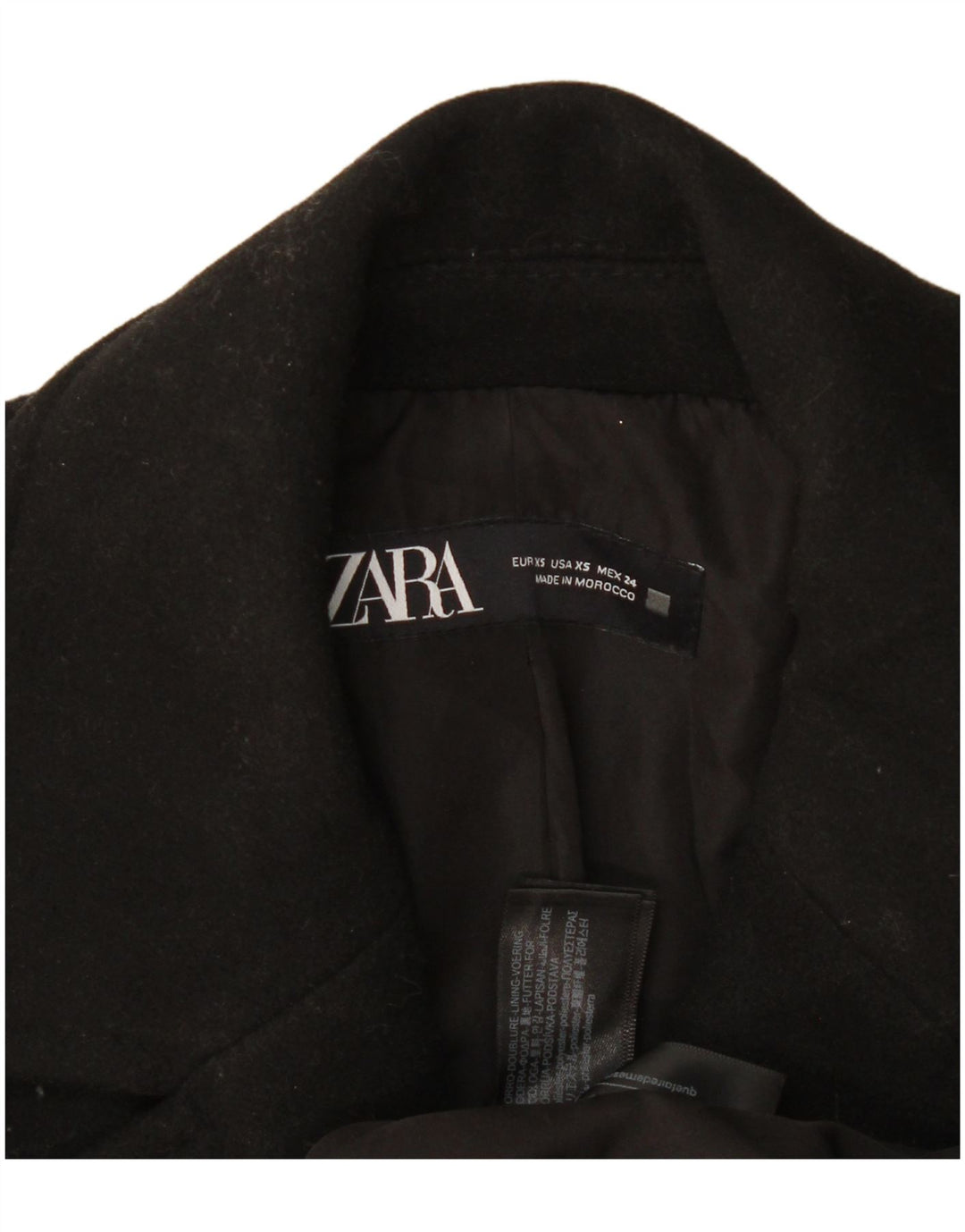 Casaco feminino oversized com peito duplo Zara UK 6 XS preto poliéster