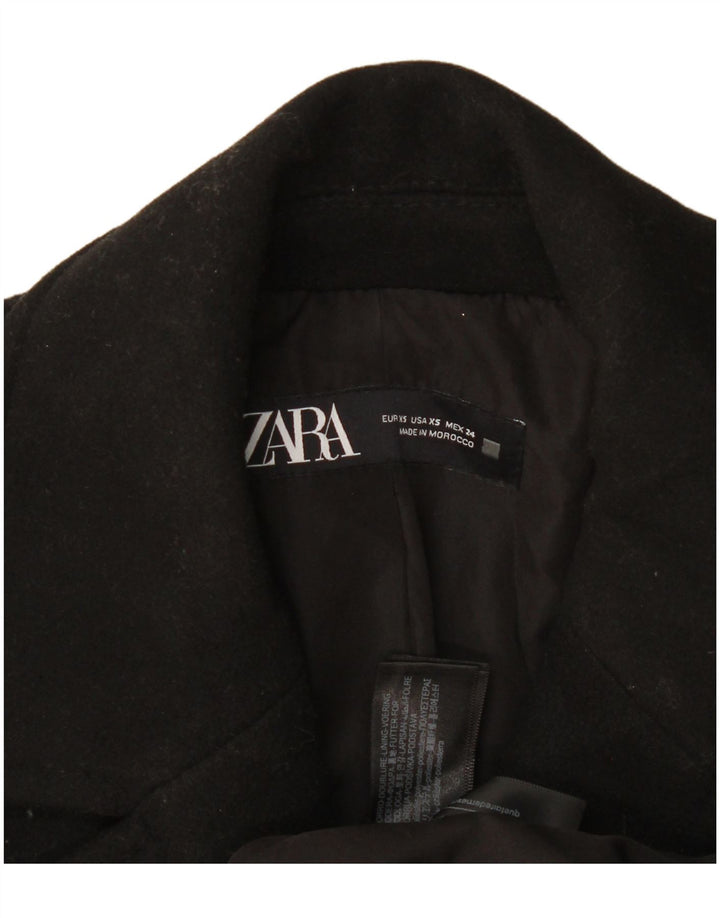 Casaco feminino oversized com peito duplo Zara UK 6 XS preto poliéster