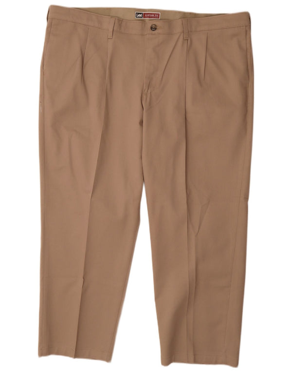 Lee Mens Custom Fit Pegged Chino Calças W46 L28 Algodão Bege
