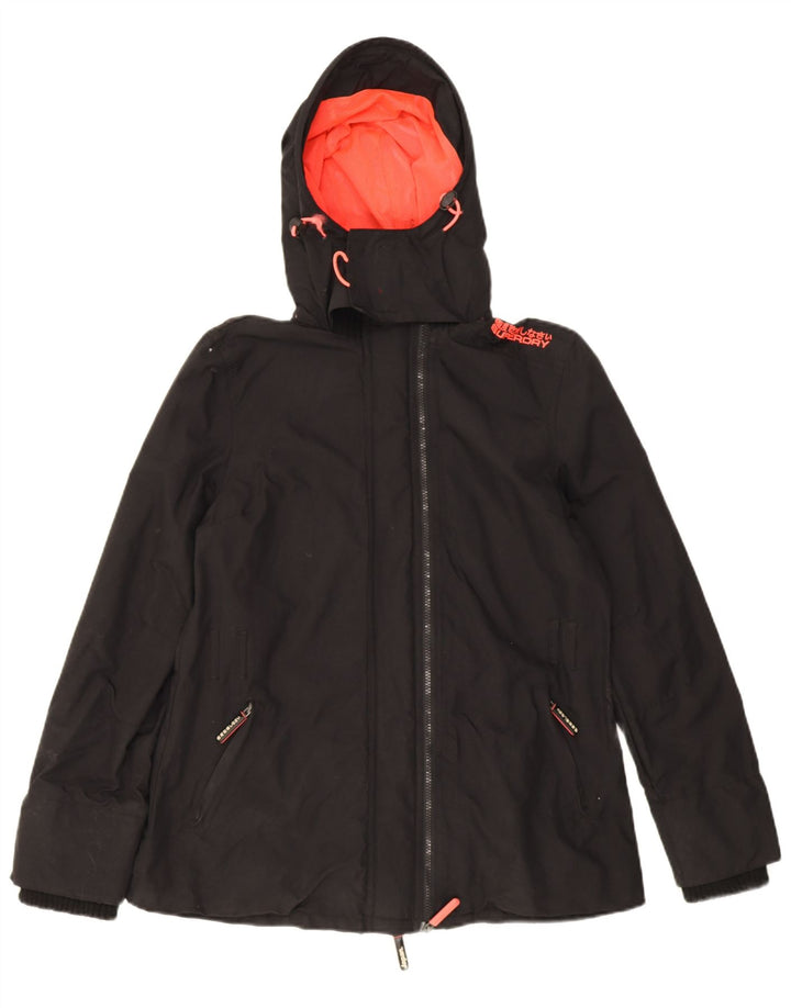 Jaqueta corta-vento feminina Superdry The Windmac Graphic UK 16 grande preta