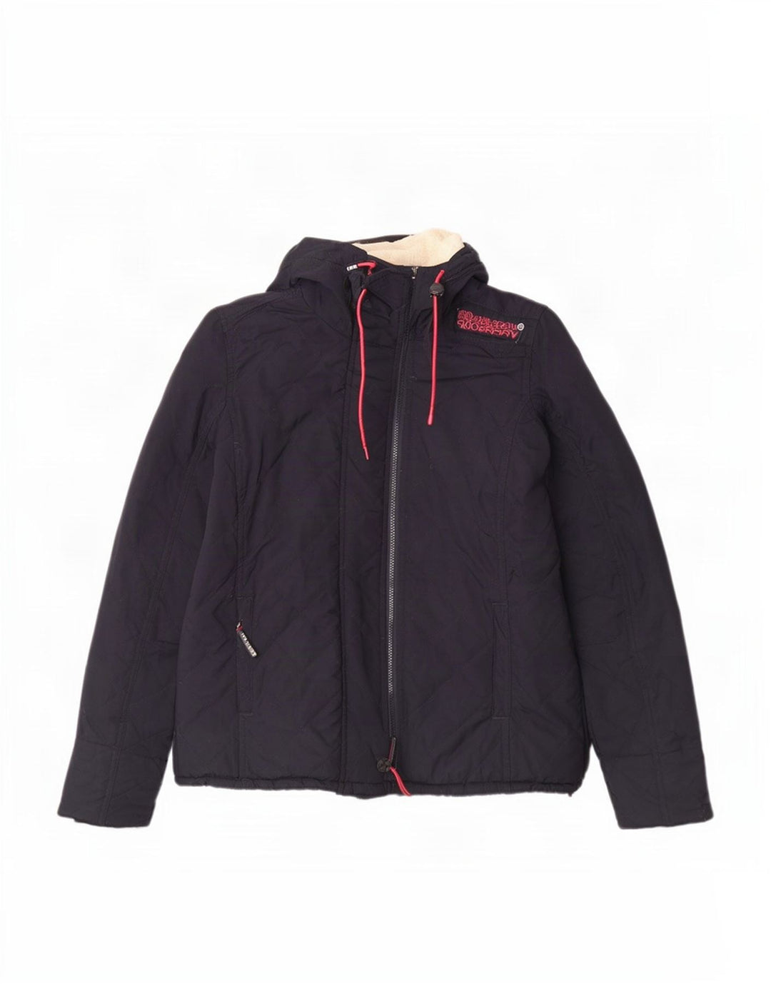 Jaqueta acolchoada com capuz feminino Superdry Windcheater Reino Unido 14 grande azul marinho