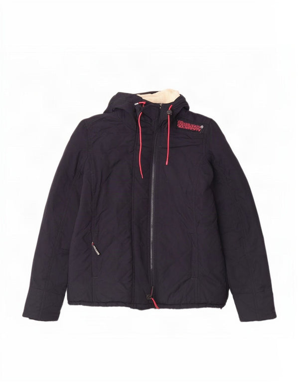Jaqueta acolchoada com capuz feminino Superdry Windcheater Reino Unido 14 grande azul marinho