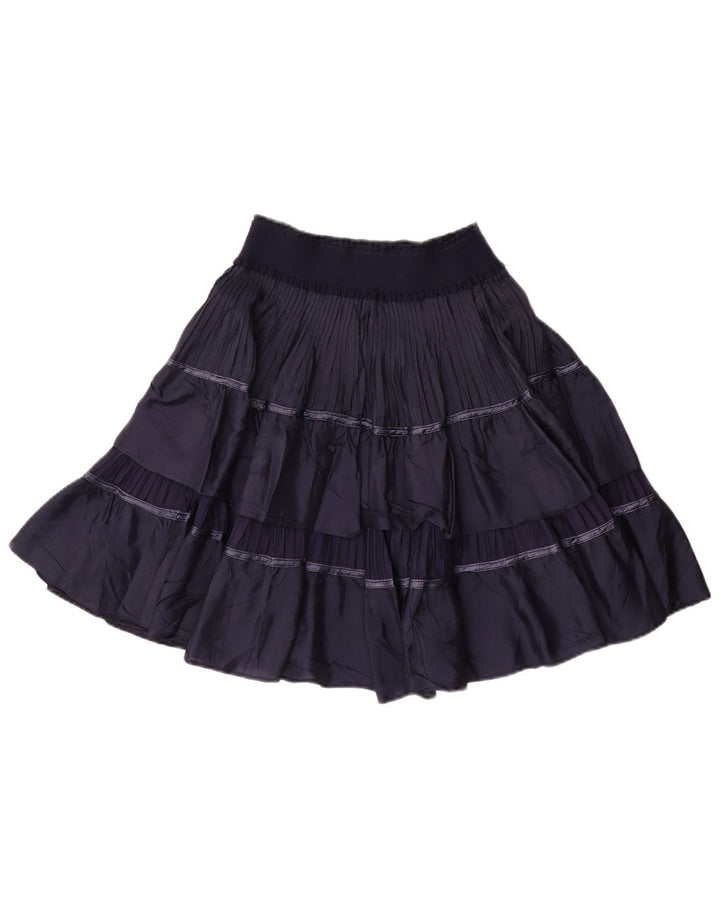 Saia feminina vintage em camadas W30 azul marinho médio