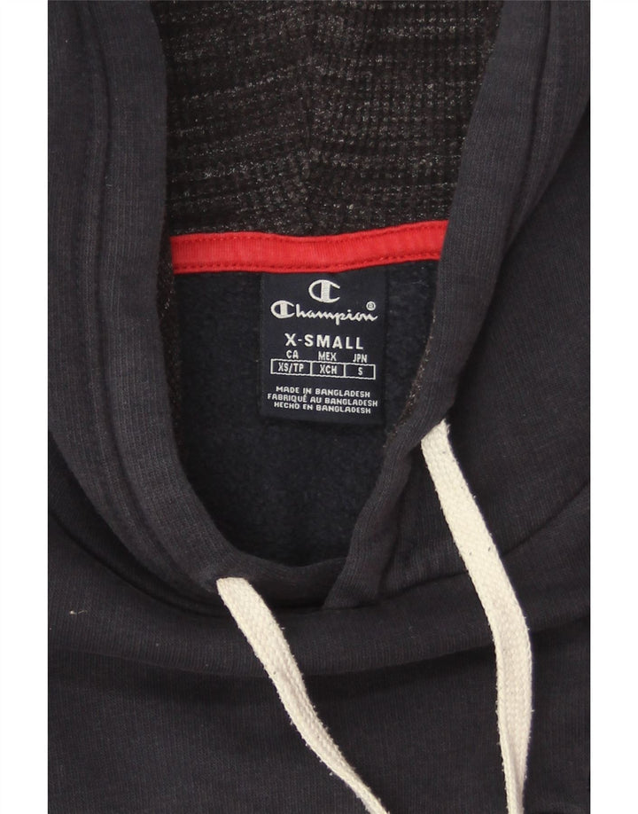 CHAMPION Mens Graphic Hoodie Jumper XS Navy Blue Cotton Vintage Champion and Second-Hand Champion from Messina Hembry 