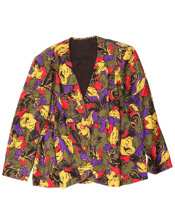 Jaqueta blazer feminina vintage com padrão abstrato Reino Unido 16 grande multicolorida