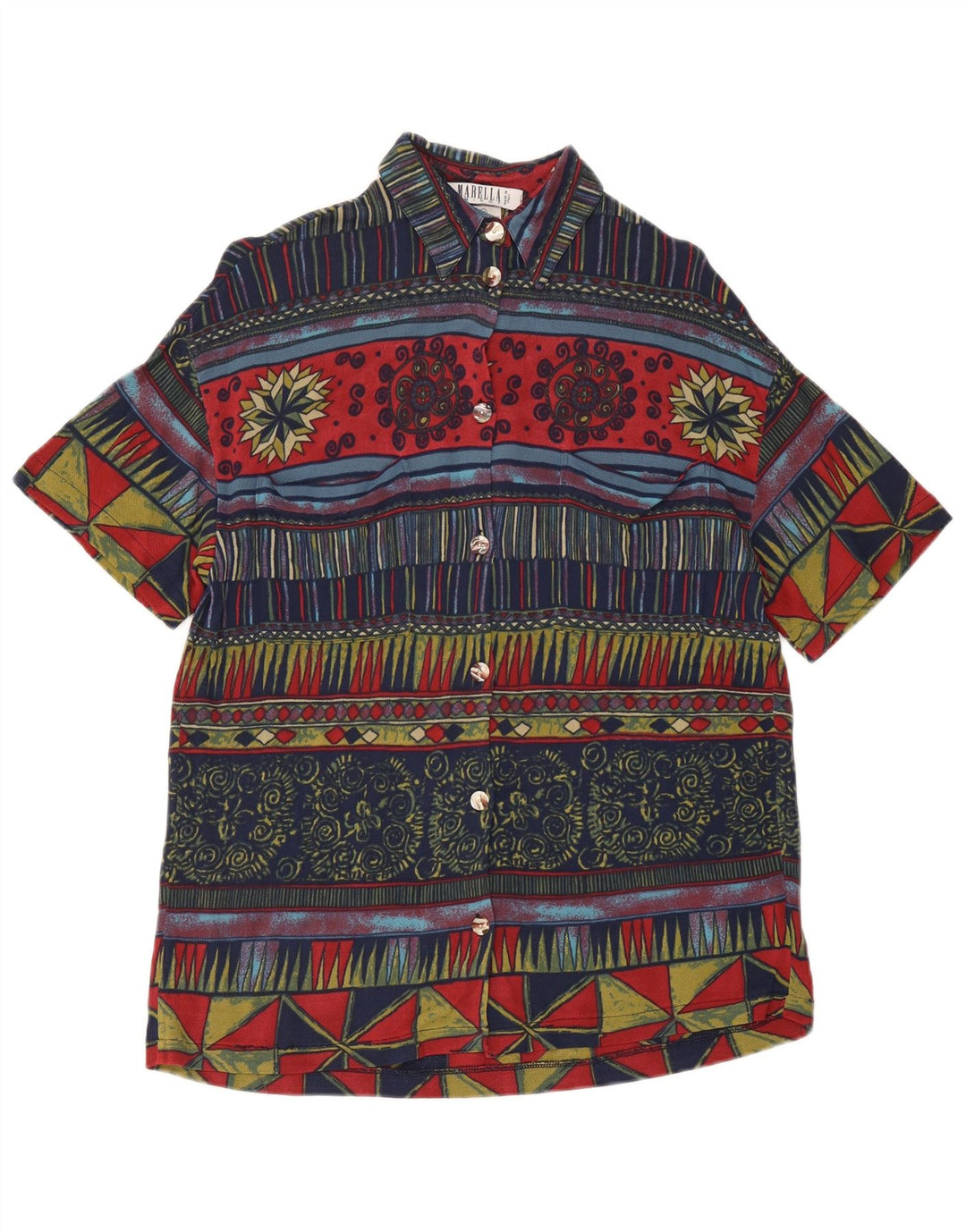 Blusa feminina Marella UK 14 média multicolorida geométrica