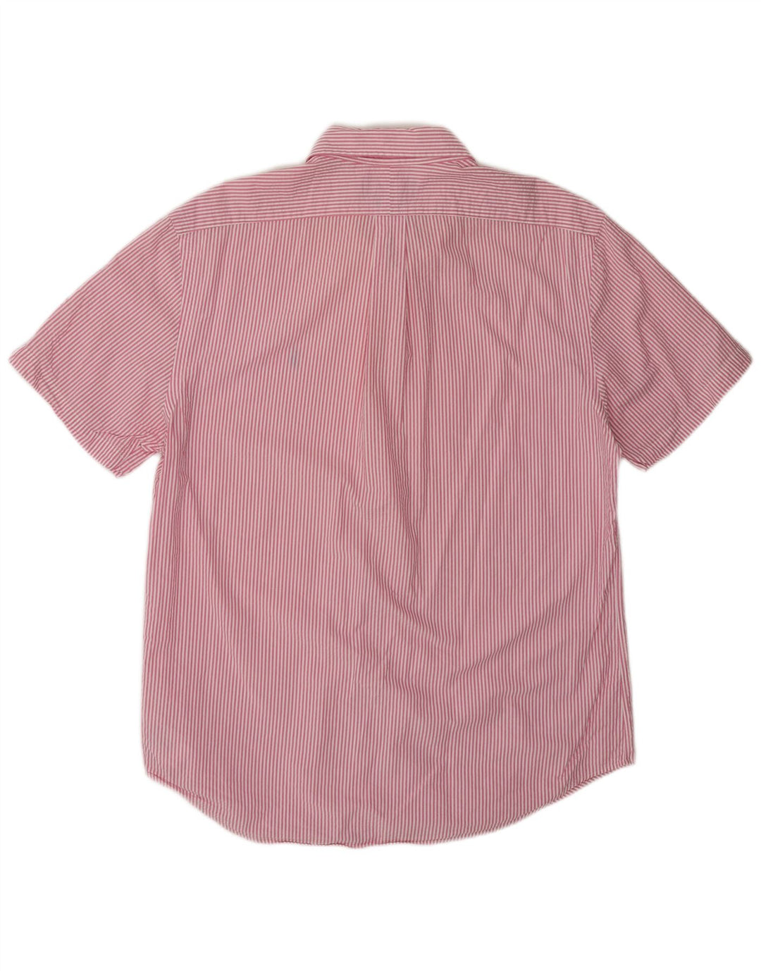 Camisa masculina de manga curta com ajuste personalizado RALPH LAUREN grande algodão listrado rosa
