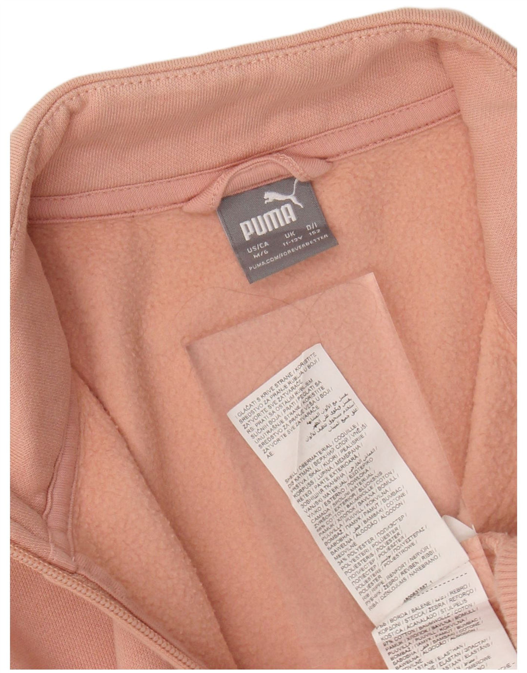 Jaqueta PUMA feminina com agasalho gráfico 11-12 anos algodão rosa