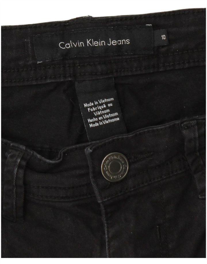 CALVIN KLEIN Shorts jeans feminino de cintura média EUA 10 grande W30 algodão preto