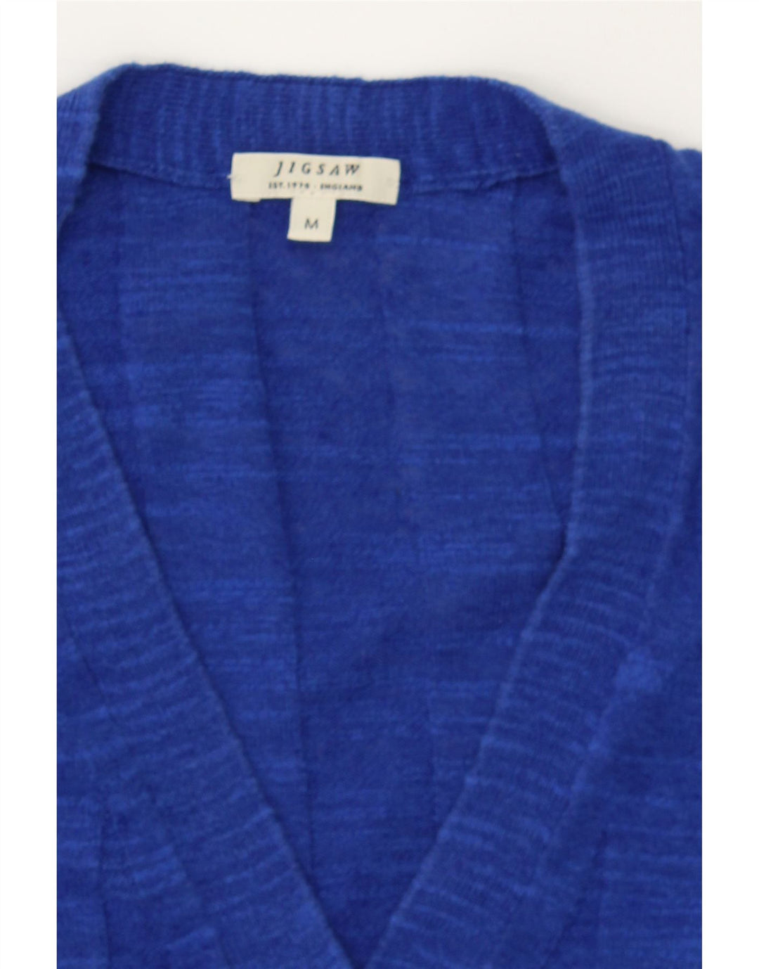 JIGSAW Womens Cardigan Sweater UK 12 Medium Blue Linen Vintage Jigsaw and Second-Hand Jigsaw from Messina Hembry 