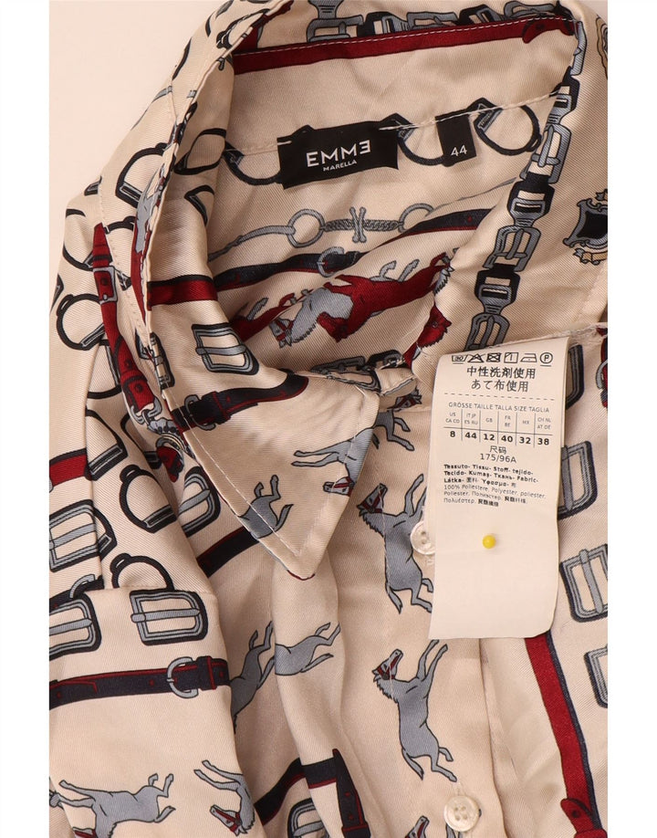 Camisa feminina EMME da Marella UK 12 poliéster geométrico bege médio