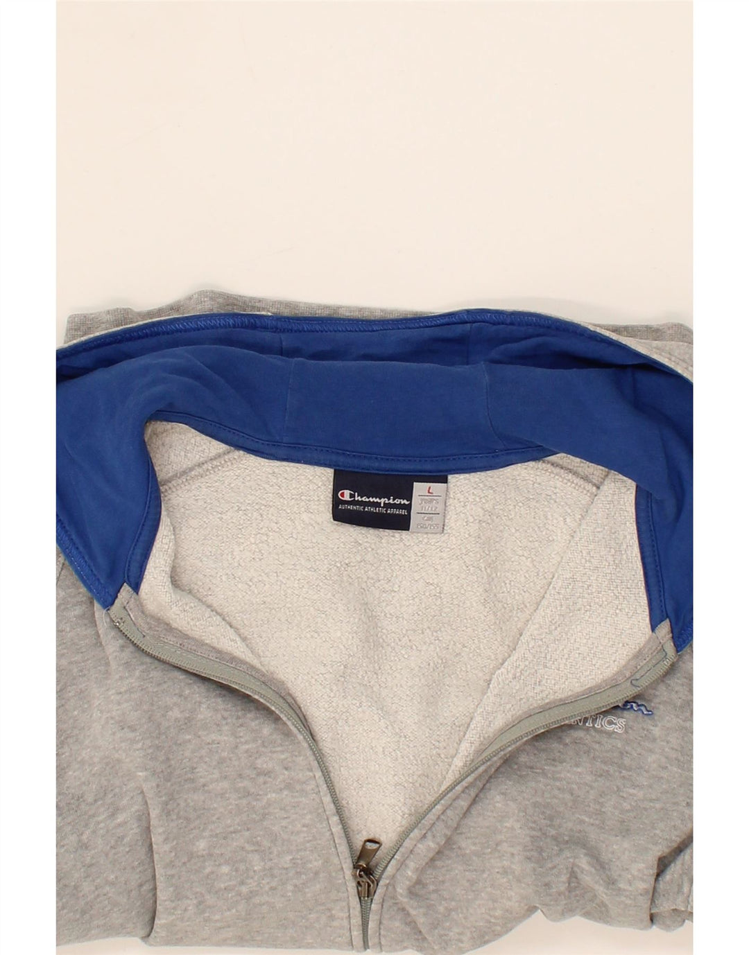 CHAMPION Boys Zip Hoodie Sweater 11-12 Years Large  Grey Colourblock Vintage Champion and Second-Hand Champion from Messina Hembry 