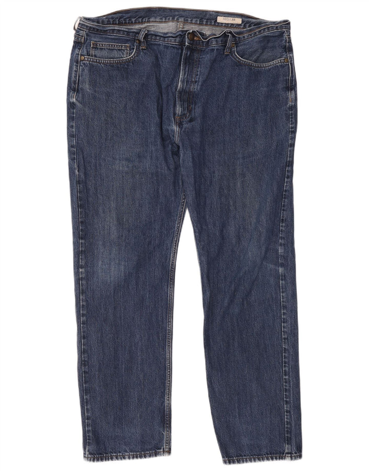 Calça jeans reta regular masculina Marks & Spencer W42 L31 algodão azul