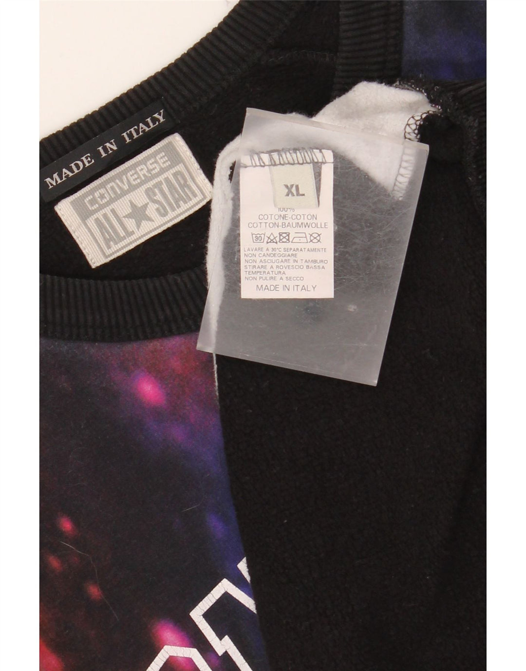 CONVERSE moletom gráfico masculino jumper XL preto tie dye algodão
