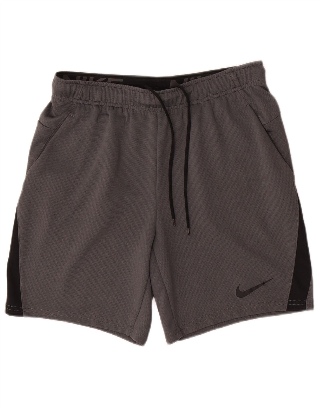 Shorts esportivos masculinos Nike Dri Fit cinza médio colorblock poliéster