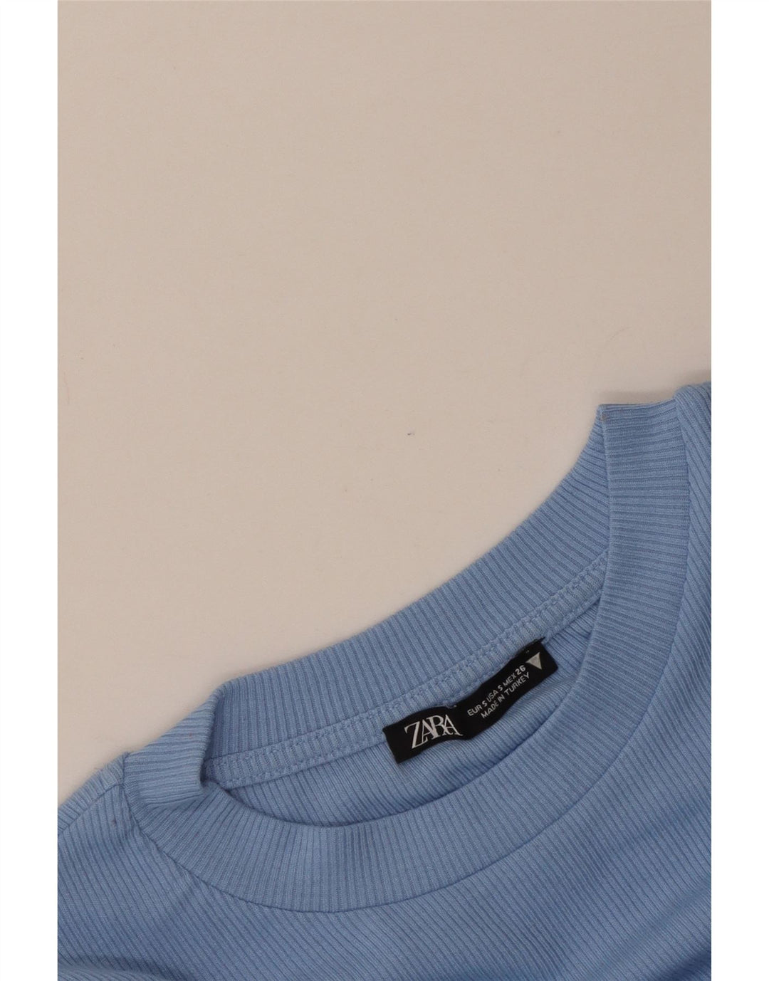 Zara Blusa Feminina Crop Manga Longa Top Reino Unido 8 Pequeno Azul