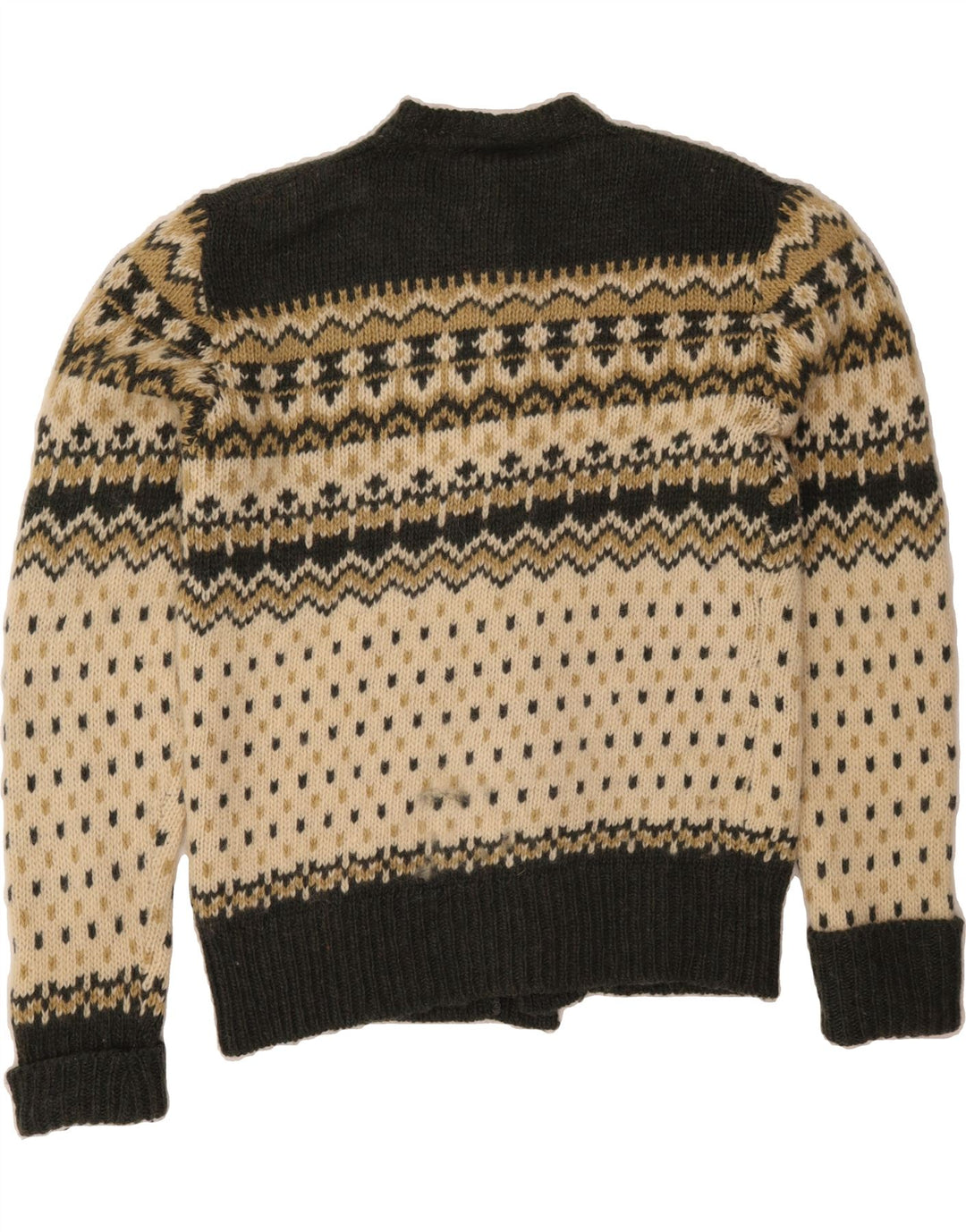 Suéter cardigã masculino C&A IT 52/54 grande cáqui lã Fair Isle