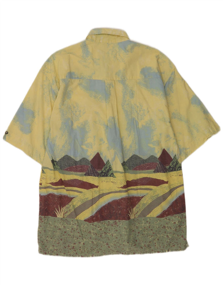 Camisa masculina gráfica de manga curta Fieldwork grande bloco colorido amarelo