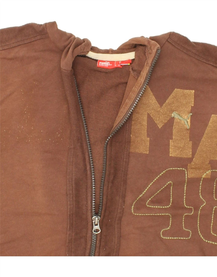 PUMA Girls Graphic Zip Hoodie Sweater 12-13 Years Brown Cotton Vintage Puma and Second-Hand Puma from Messina Hembry 