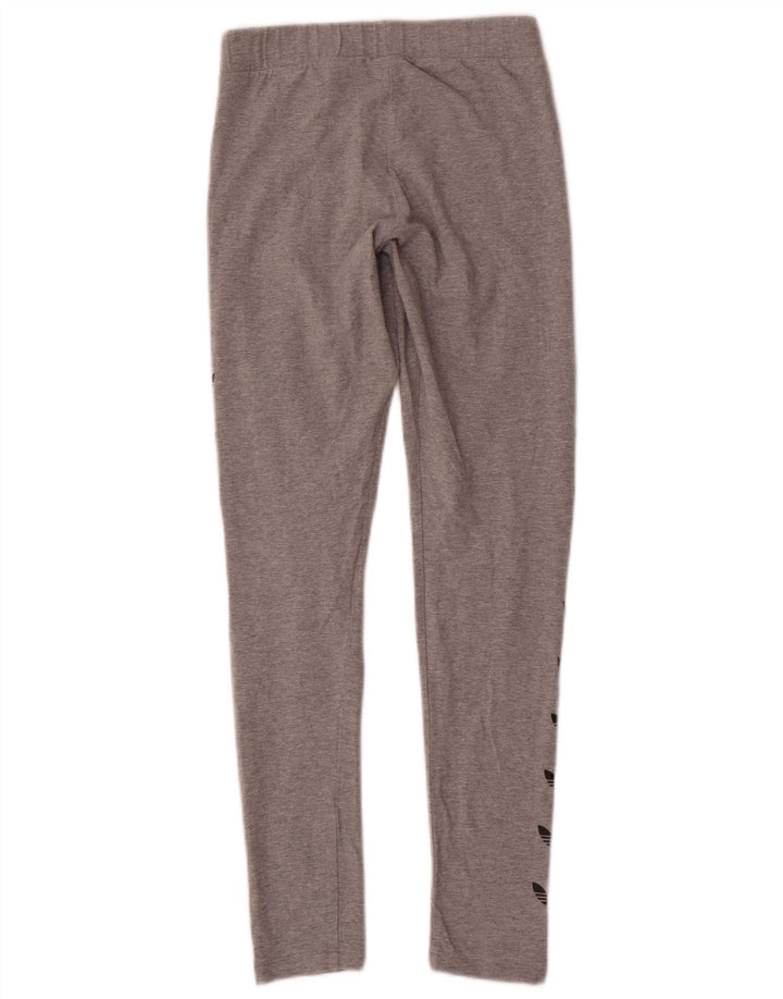 Leggings Adidas Femininas Gráficas UK 8 Pequenas Cinza Algodão