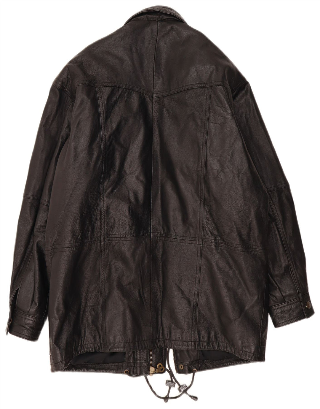 Casaco de couro masculino vintage UK 38 couro preto médio