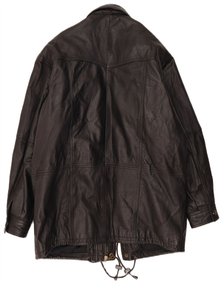 Casaco de couro masculino vintage UK 38 couro preto médio