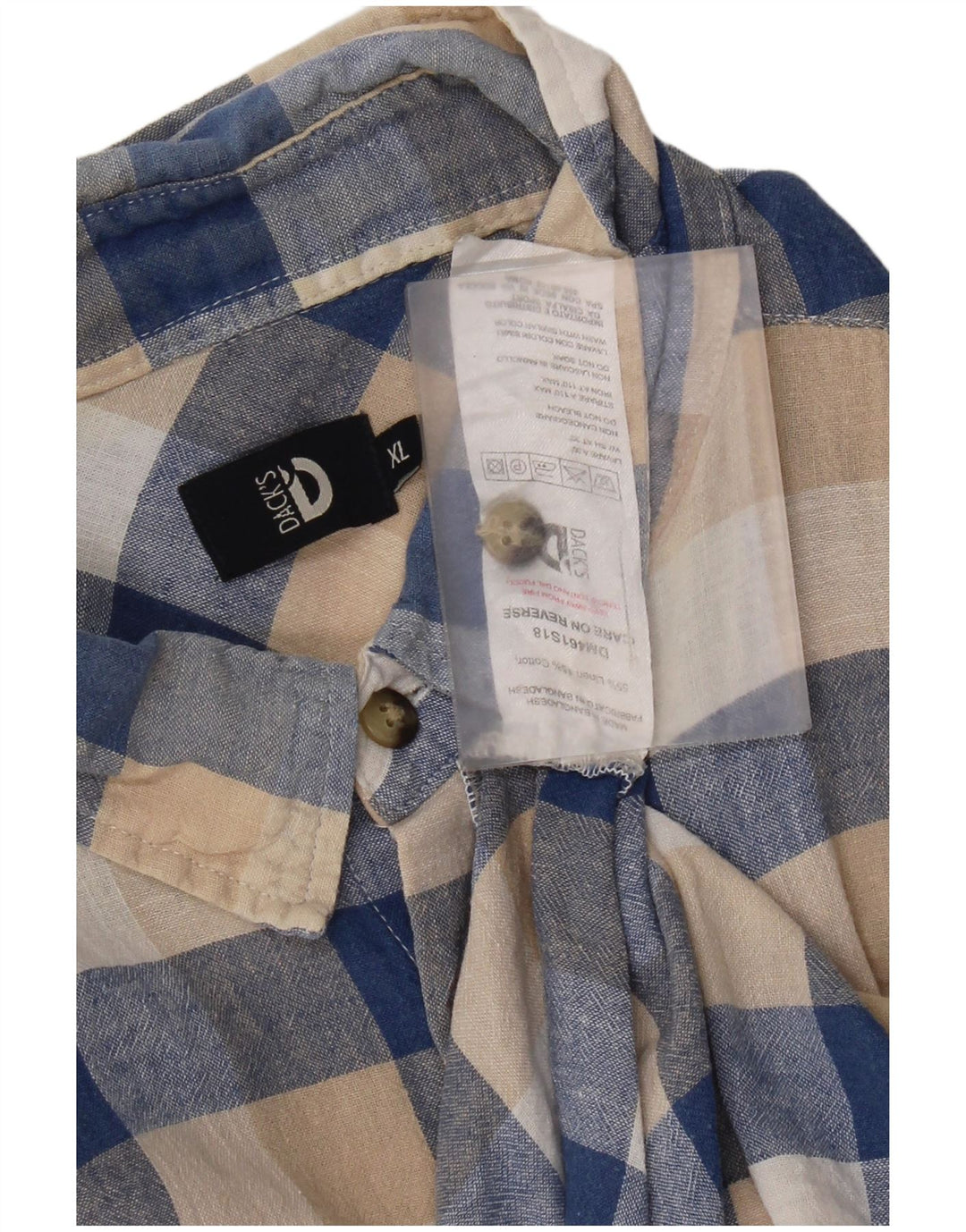 Camisa masculina de manga curta Dack's XL bege Gingham Linen